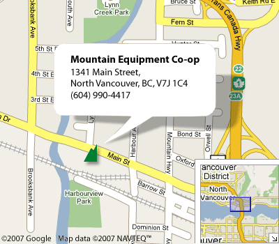 Plan des environs du magasin de North Vancouver