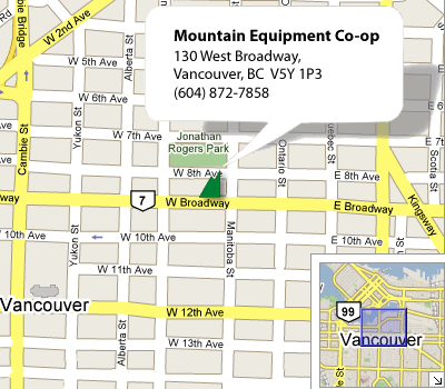 Plan des environs du magasin de Vancouver