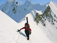 Joe approaching the top of the Great Wall &ndash; Tordrillo Mountains, Alaska. Photo: Andrew Wexler