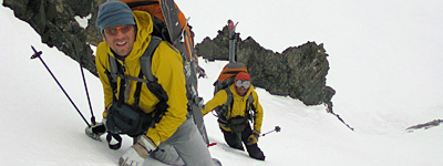 Dylan and Joe climbing Old Man Pass. Photo: Andrew Wexler